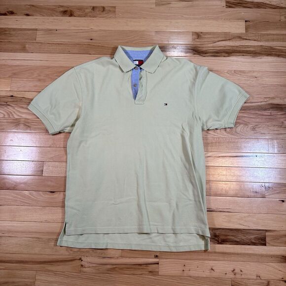 Tommy Hilfiger Men's Classic Fit Light Green All Cotton Mesh Polo Shirt Large - Picture 1 of 4